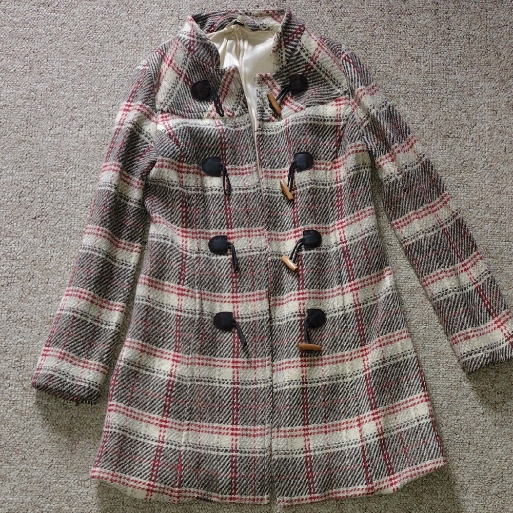Women's Plaid Coat with Brown Accents Size 2